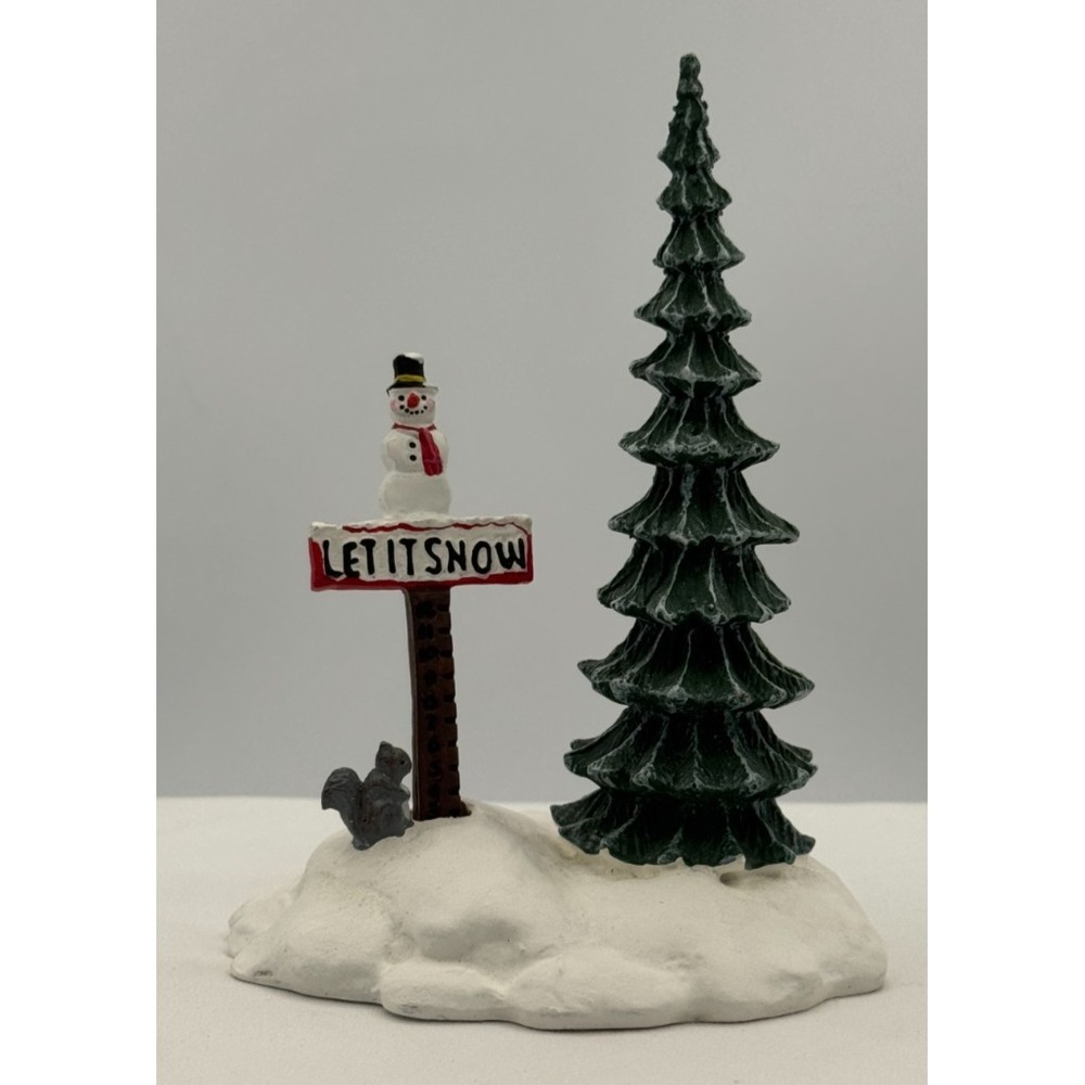 Department 56 Village "Let It Snow" Snowman Sign - Hand Painted Resin Accessory